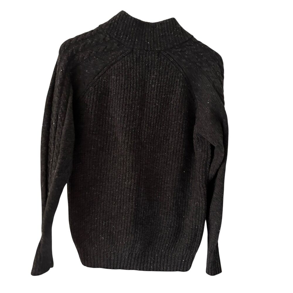 Irelandseye Men's Dark Grey Wool and Cashmere 1/4 Zip Cableknit Sweater S - Picture 2 of 6